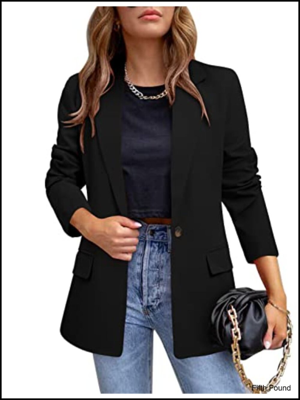 Womens Open Front Blazer Jacket Long Sleeve Notch Lapel Button Work Office
